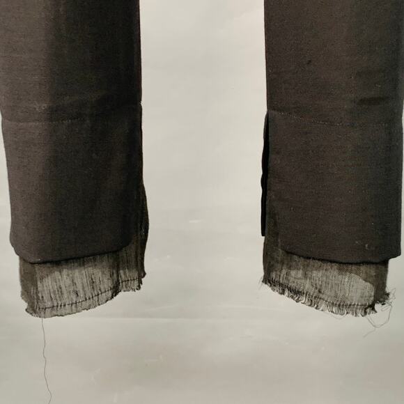 ANN DEMEULEMEESTER Size 8 Black Rayon Blend Flat Front Layered Dress Pants - Picture 2 of 7